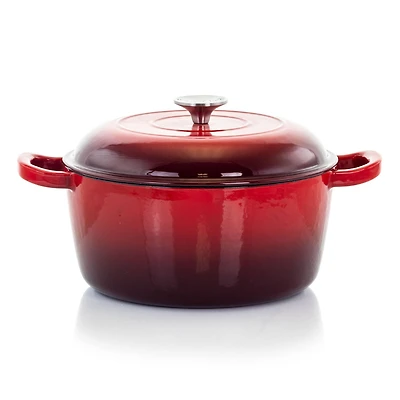 MegaChef 5qt. Red Enameled Cast Iron Casserole