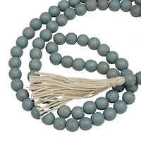 Blue Wood Beaded Garland with Tassel