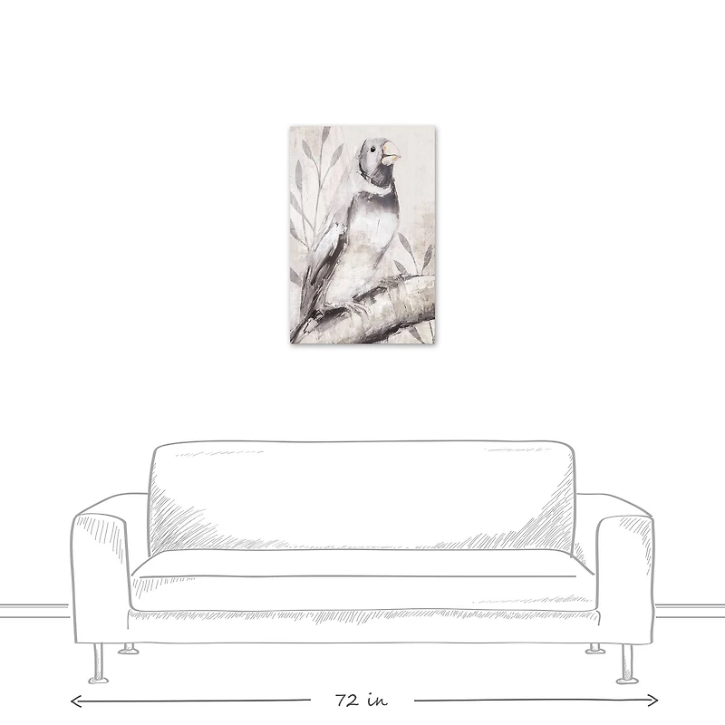 Dusty Blue Bird Canvas Wall Art