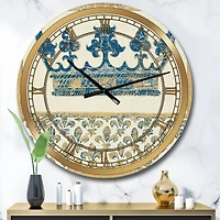 Designart 'Fleur De Lis Gold Crown Glam Wall Clock