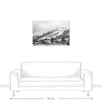 Grayscale Mountain Homes 36x24 Canvas Wall Art