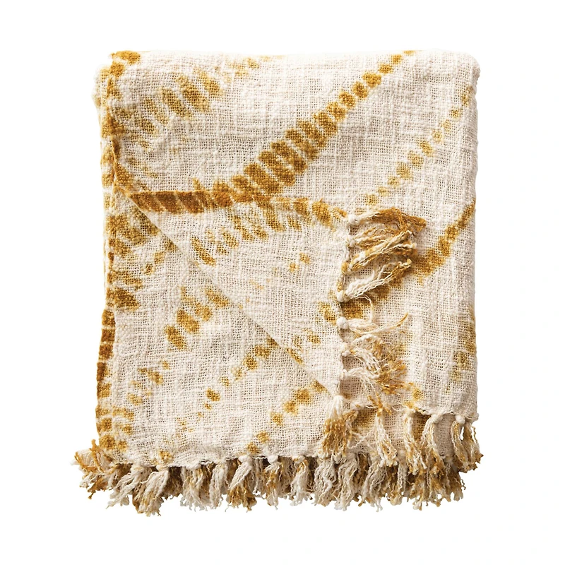 Hello Honey® Tie-Dyed Mustard with Fringe Cotton Throw