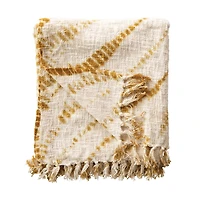 Hello Honey® Tie-Dyed Mustard with Fringe Cotton Throw