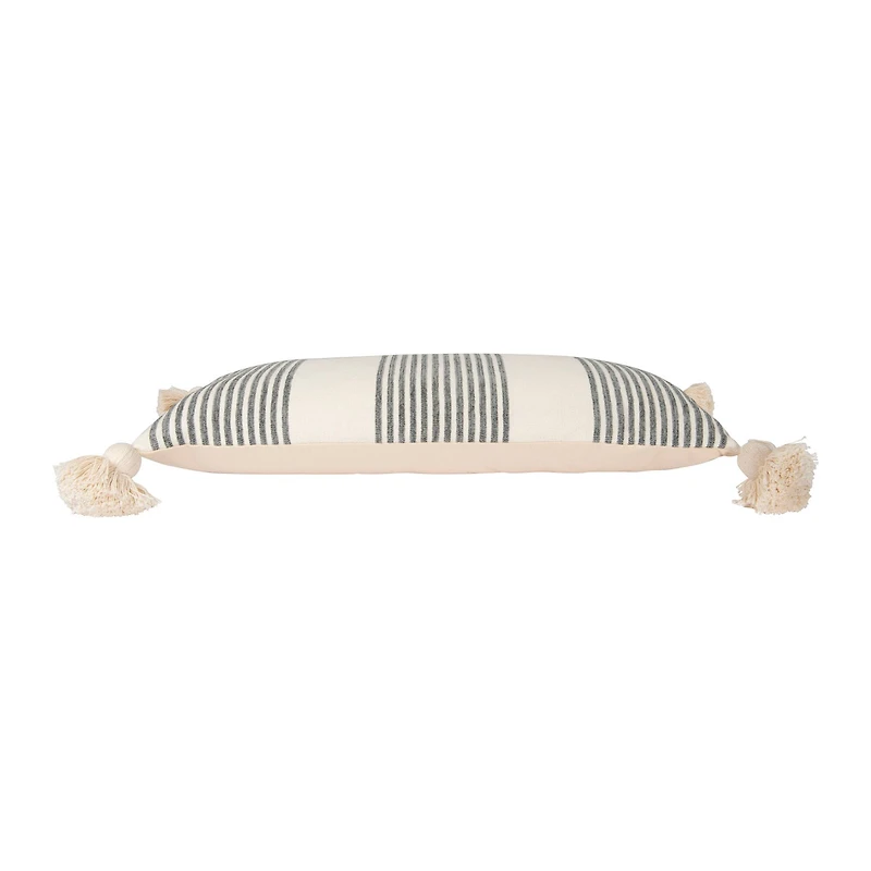 Hello Honey® Cream & Gray Striped Pillow with Tassels