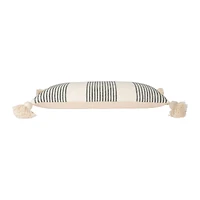 Hello Honey® Cream & Gray Striped Pillow with Tassels