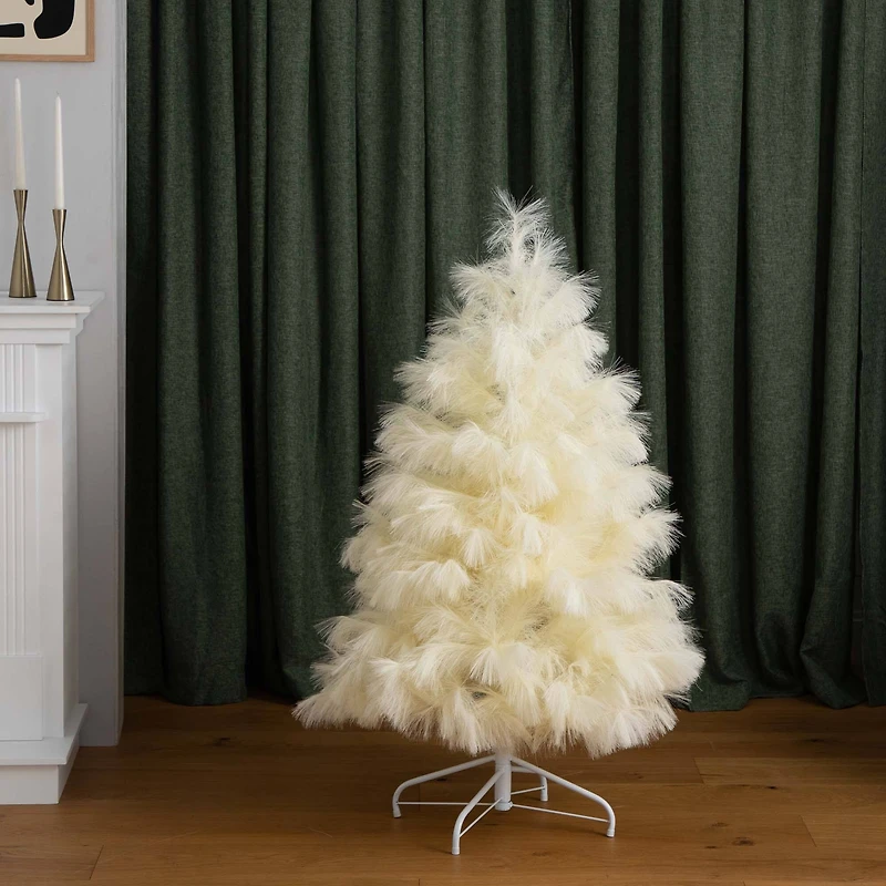 4ft. Unlit Off-White Pampas Grass Artificial Christmas Tree