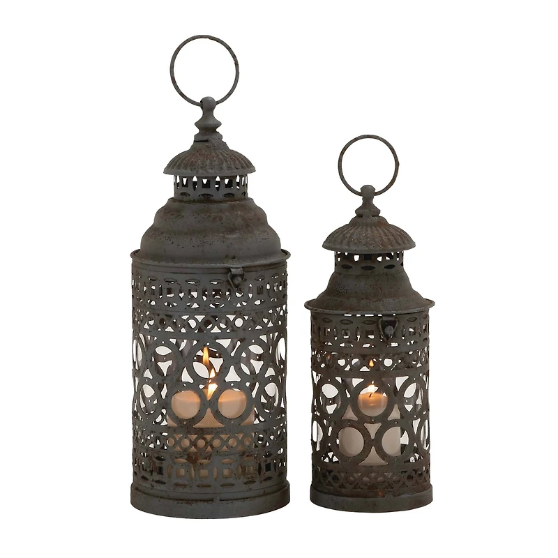 Black Metal Rustic Lantern Set