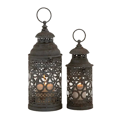 Black Metal Rustic Lantern Set