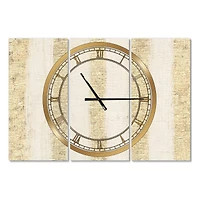 Designart 'Gold Glam Stipes Pattern Traditional Multipanel Wall Clock