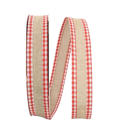 Reliant 1.5" x 50yd. Linen Gingham Check Wired Ribbon