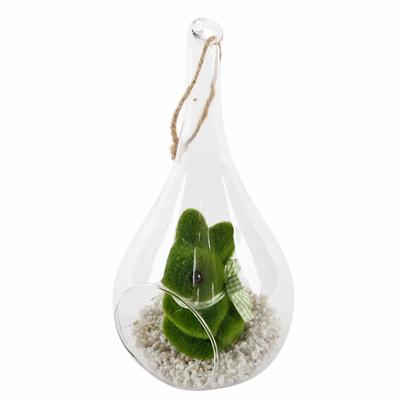 Flora Bunda® 12" Easter Bunny Glass Teardrop Terrarium