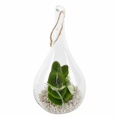 Flora Bunda® 12" Easter Bunny Glass Teardrop Terrarium