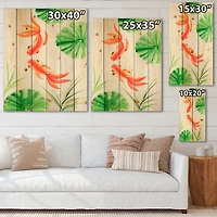 Designart - Goldfishes Among The Lotus Leaves