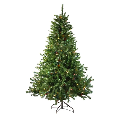 6ft. Pre-Lit Canadian Pine Medium Artificial Christmas Tree, Multicolor Lights