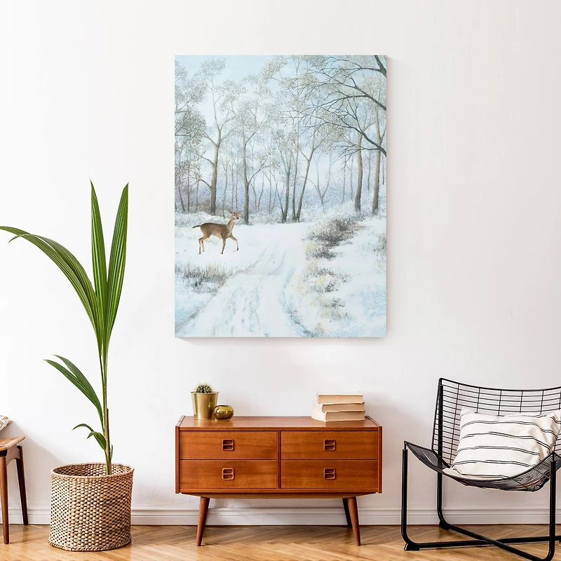 Doe Walking In The Snow 30x40 Canvas Wall Art