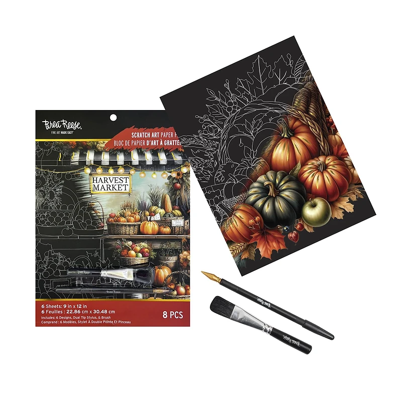 Brea Reese™ 9" x 12" Harvest Season Scratch Art Paper Pad