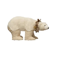 Hello Honey® 14" Black & White Faux Fur Polar Bear with Wreath & Glitter