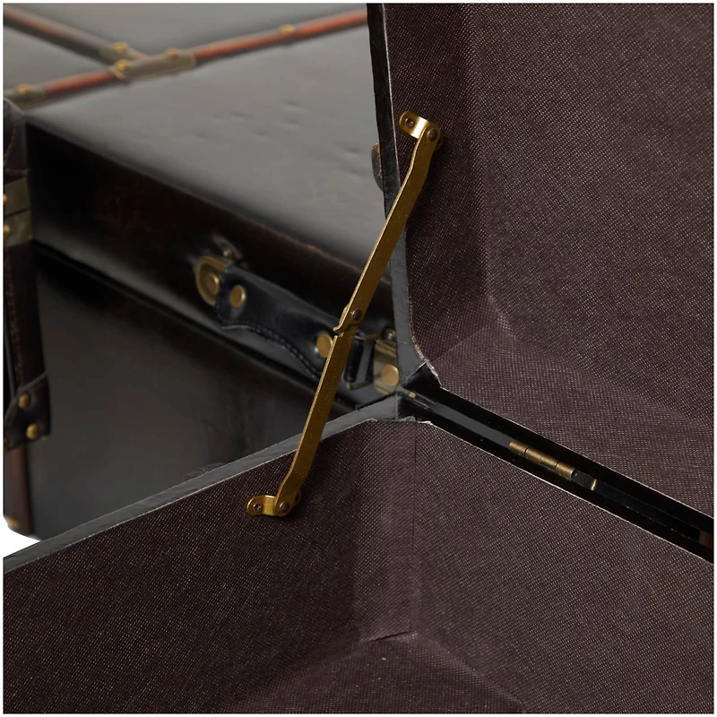 Black Faux Leather Studded Coffee Table Set