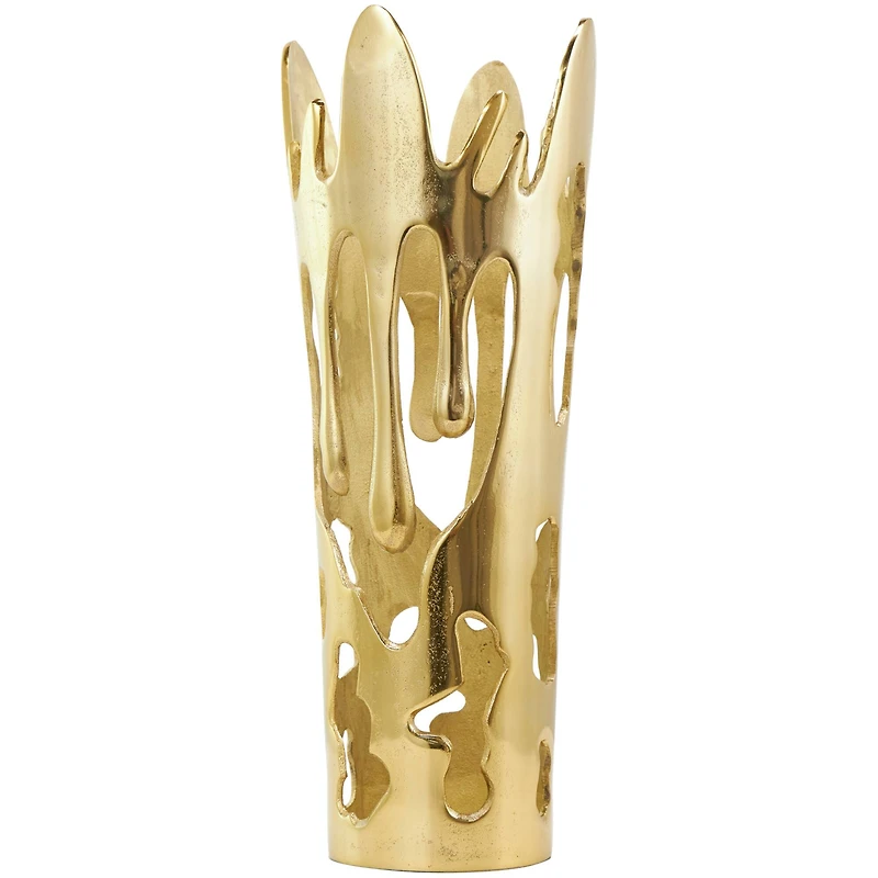 Gold Aluminum Drip Vase with Melting Designed Body Set