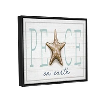 Stupell Industries Peace On Earth Starfish Sign Framed Floater Canvas Wall Art