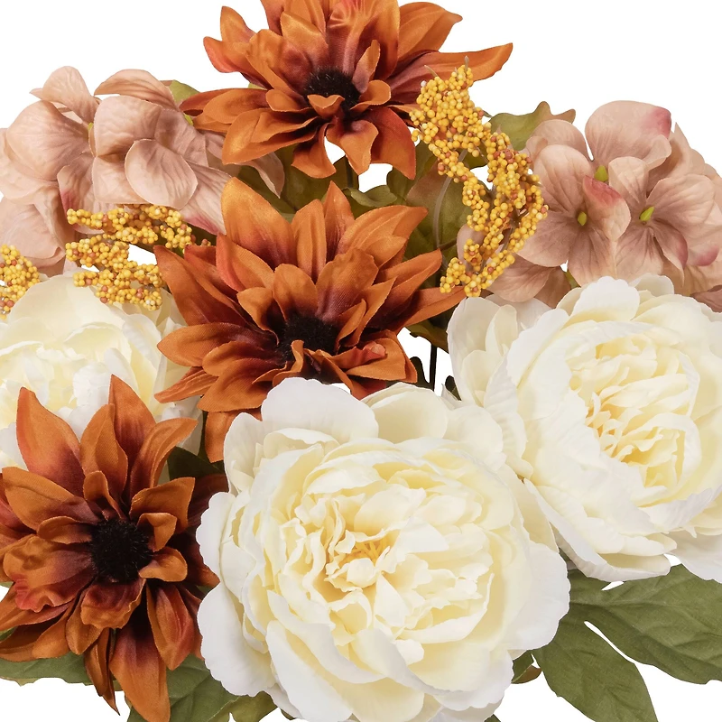 18" Brown & Cream Dahlia & Peony Mixed Bush by Ashland®