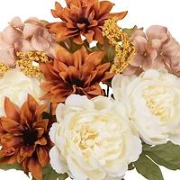 18" Brown & Cream Dahlia & Peony Mixed Bush by Ashland®