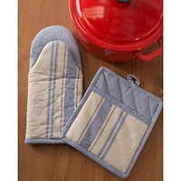 DII® Nautical Blue French Stripe Oven Mitt Set, 2ct.