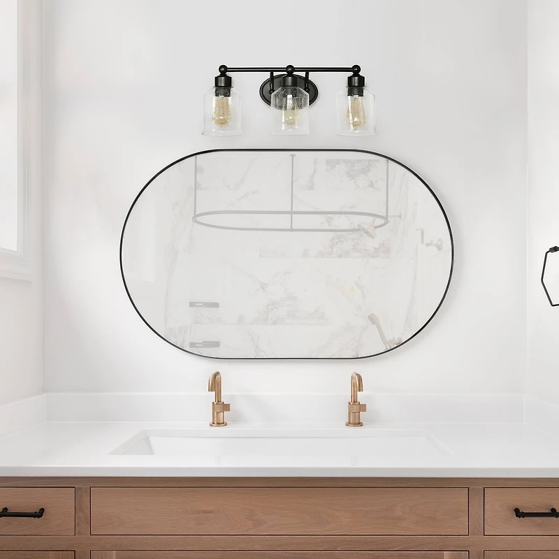 Lalia Home Studio Loft Black 3 Light Metal & Glass Vanity