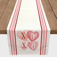 72" Poly Twill XOXO Hearts & Stripes Table Runner