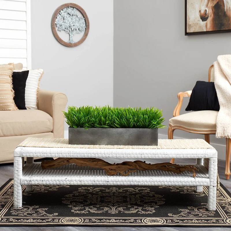 25" Wild Grass Plant in Metal Planter