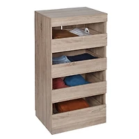 Honey Can Do Brown Tall & Narrow Stackable Storage Drawers with Wood Finish