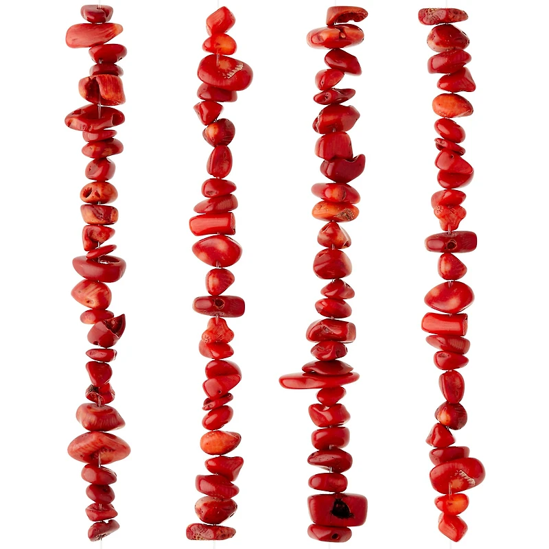 12 Pack: Red Dyed Nugget Bamboo Coral Beads by Bead Landing™