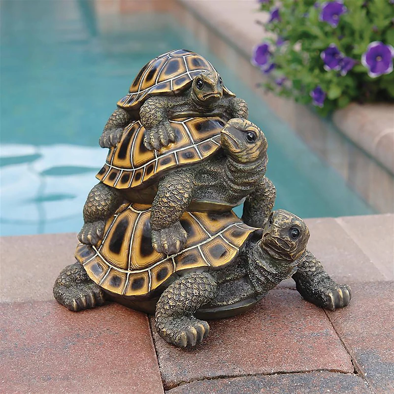 Design Toscano 9.5" Three's a Crowd Stacked Turtle Statue