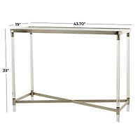Silver Metal Contemporary Console Table, 44" x 19" x 33"