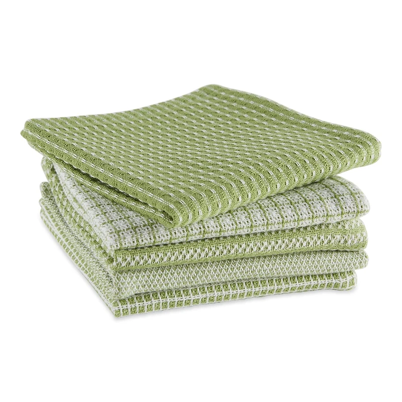 DII® Antique Green Mixed Pattern Dishcloths, 5ct.