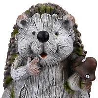 8.5" Hedgehog with Mushroom Outdoor Garden Statue