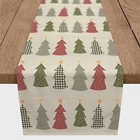 90" Cream Tree Pattern Cotton Twill Runner