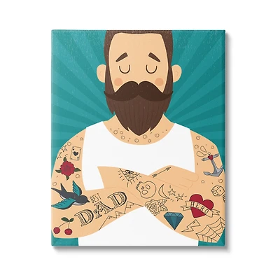 Stupell Industries Best Dad Father's Day Tattoos Canvas Wall Art