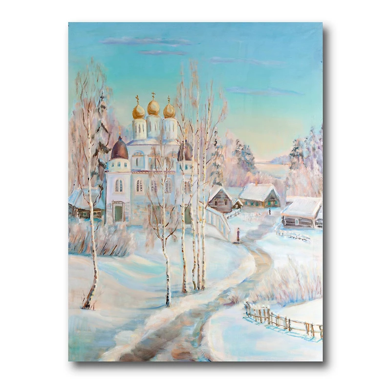 Designart - Country Road In Winter Landscape With Temple