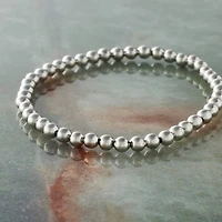 4mm Rhodium Round Beaded Charm Bracelet by Bead Landing™