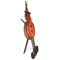 28" Lighted Standing Pumpkin with a Ghost & Bat Halloween Tabletop Décor