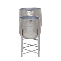 Silver Transitional Planter, Set of 2" 19", 16"