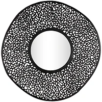 45" Black Abstract Aluminum Wall Mirror with Open Lattice Frame