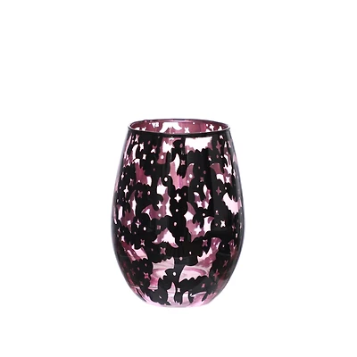 13.5oz. Pink & Black Skull Wine Glass by Ashland®
