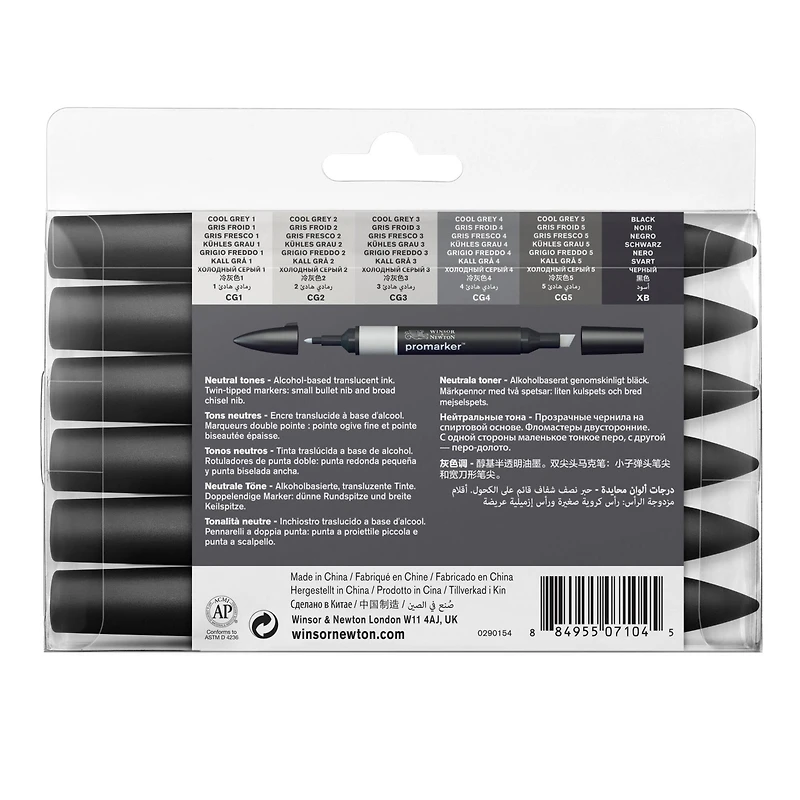 Winsor & Newton® ProMarker™ Neutral Tones 6 Marker Set