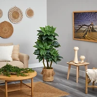 5ft. Bird Nest Artificial Tree in Handmade Natural Jute Planter with Tassels UV Resistant (Indoor/Outdoor)