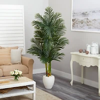 6ft. Golden Cane Artificial Palm Tree in White Planter