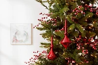 6 Pack 10.5" Red Finial Glass Ornaments 