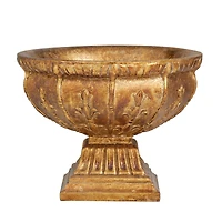 Gold Polystone Traditional Decorative Bowl, 9" x 11" x 11"
