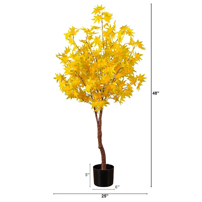 4ft. Pre-Lit Yellow Autumn Maple Artificial Fall Tree with 150 Warm White LED Lights
